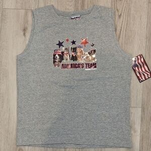 SO Gray Tank Top with Patriotic Stars and Dogs